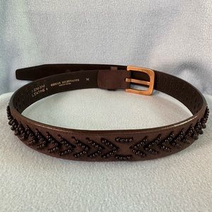 Vintage Genius Dilettante Leather Beaded Belt - thick waist belt black beads